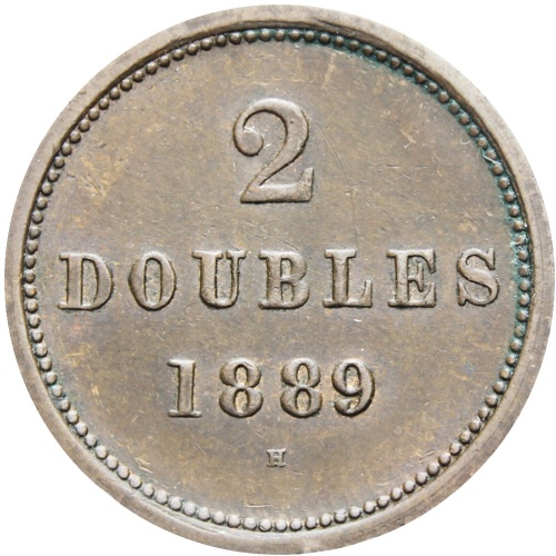 Guernsey 1889 2 Doubles Bronze Coin