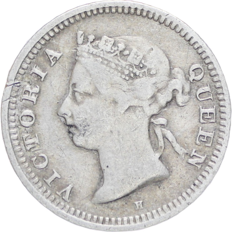 Hong Kong Queen Victoria 1900 Five Cents Silver Coin H