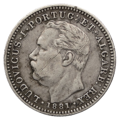 1881 Half Rupia India Portuguese Coin Luiz I Silver