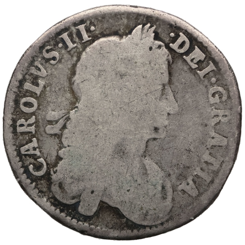 1663 Shilling Charles II Coin UK Silver 1st milled bust