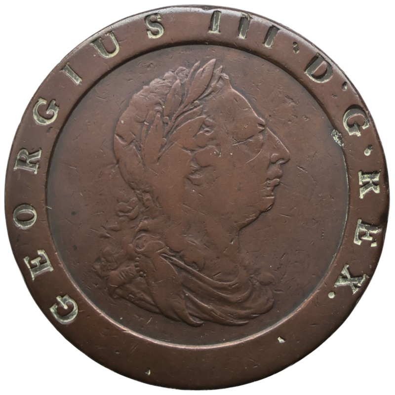 1797 2 Pence Cartwheel George III Coin UK 2nd issue