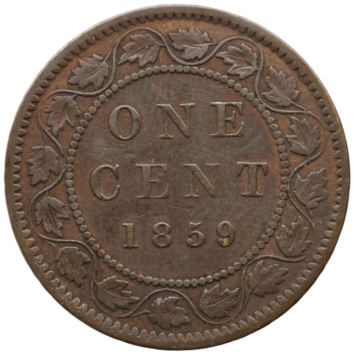 1859 One Cent Canada Coin Queen Victoria