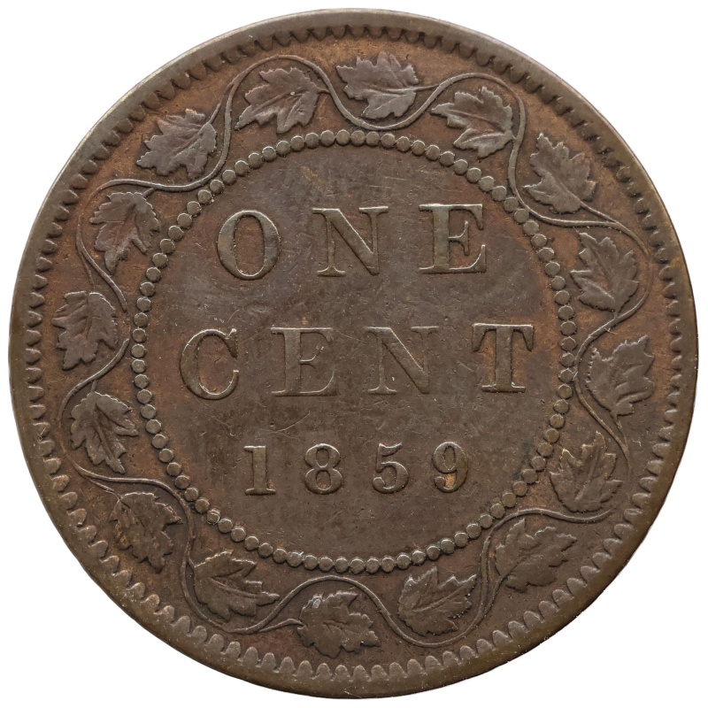 1859 One Cent Canada Coin Queen Victoria