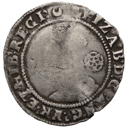 1587 6 Pence Elizabeth I Coin England Mintmark Crescent 6th issue 2nd type