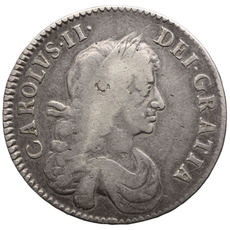 1671 Half Crown Charles II Coin UK Silver 3rd bust