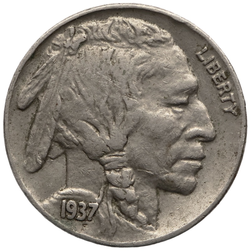 1937 5 Cents United States Coin Buffalo Nickel Philadelphia