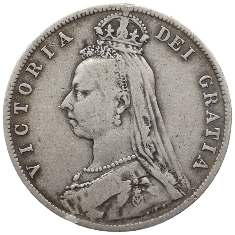1889 Half Crown Victoria Coin UK Silver 2nd portrait