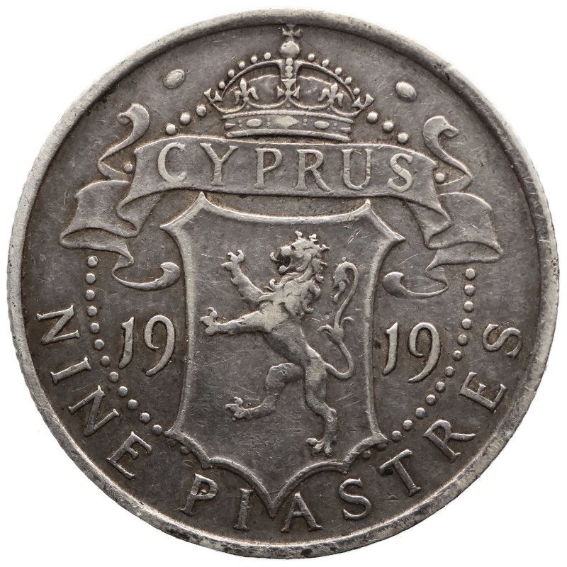 1919 9 Piastres Cyprus Coin George V Silver