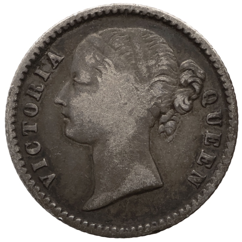 1840 1/4 Rupee India Victoria Coin Plain 4 in date