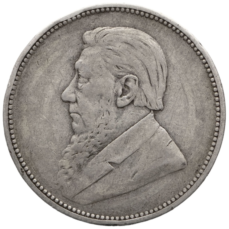 1896 2 Shilling South Africa Coin ZAR Paul Kruger Silver