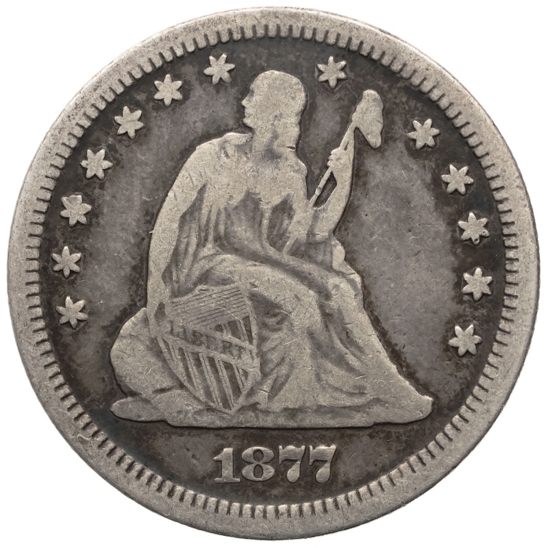 1877 S Quarter Dollar United States Coin Seated Liberty