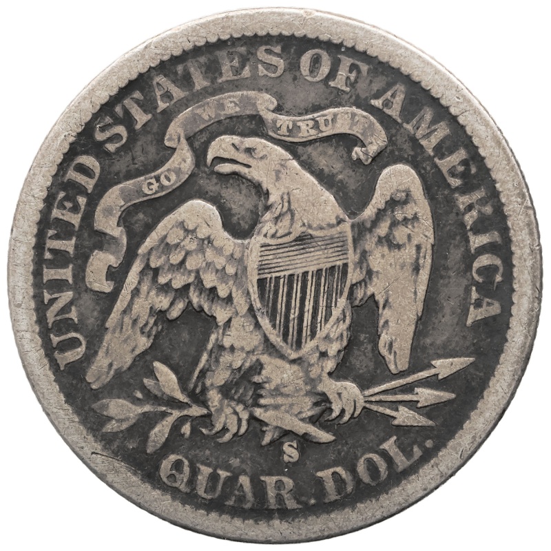 1877 S Quarter Dollar United States Coin Seated Liberty