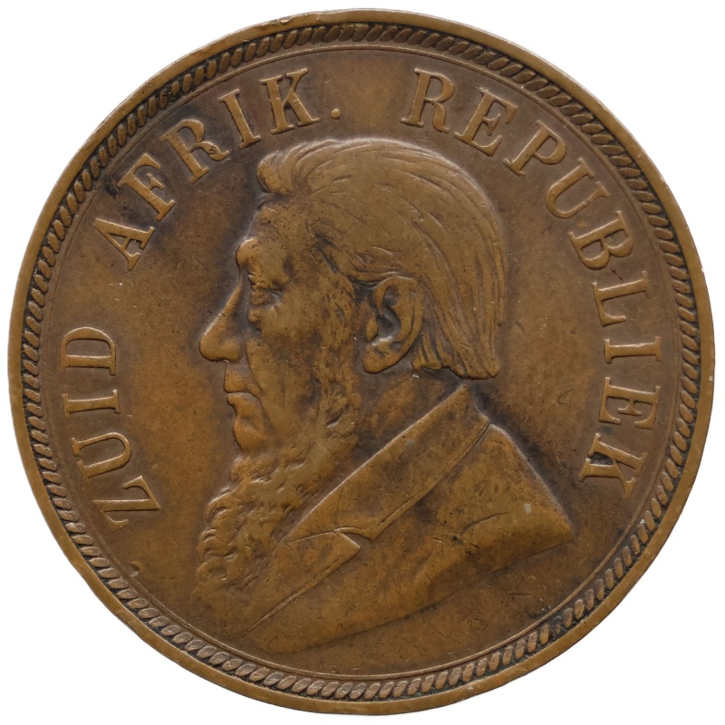 1898 One Penny South Africa Coin Johannes Paulus Kruger