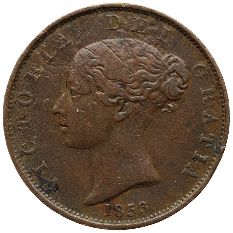 1853 Half Penny Victoria UK Coin