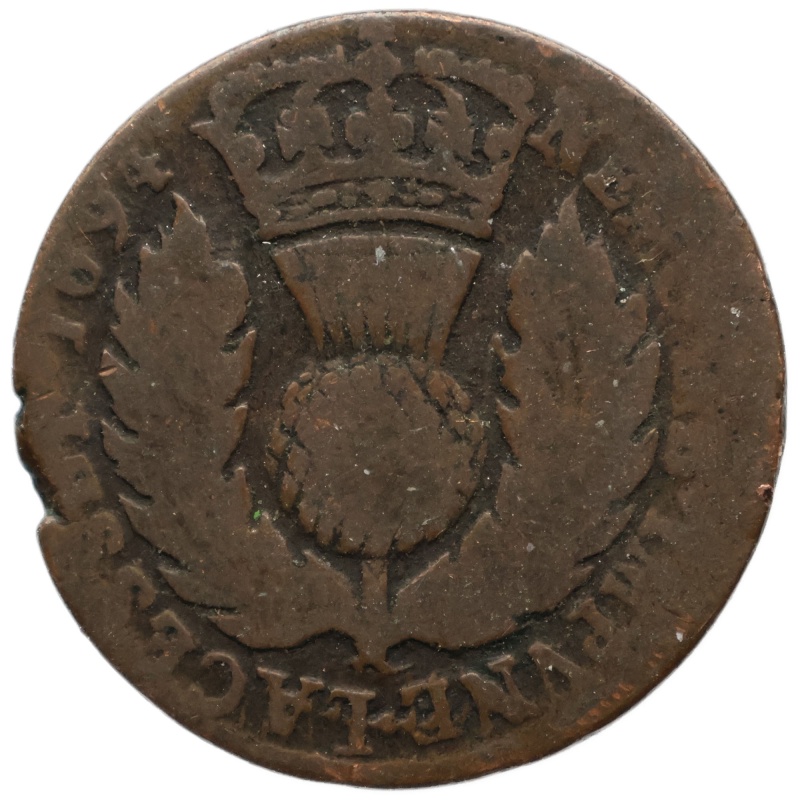 1694 1 Bodle Scotland Coin William and Mary