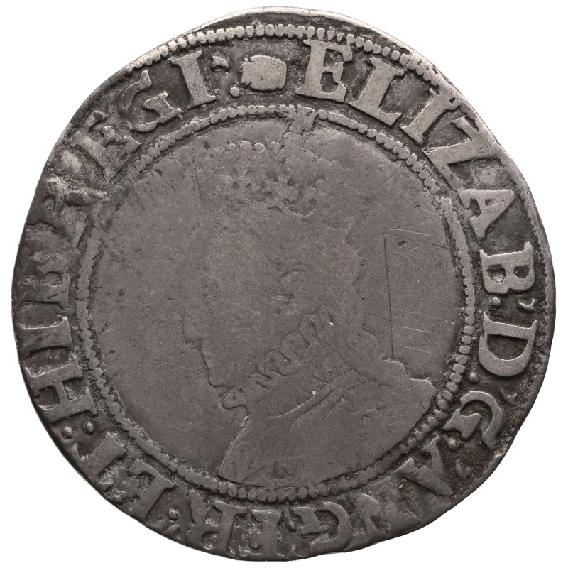 1592 - 1595 Shilling Elizabeth I Coin England 6th issue Tun mm