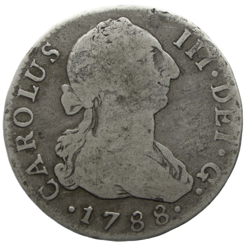1788 SC 2 Reales Spain Coin Charles III Silver Seville Mint