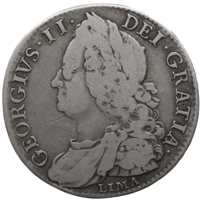 1746 Half Crown George II Coin Silver UK Lima