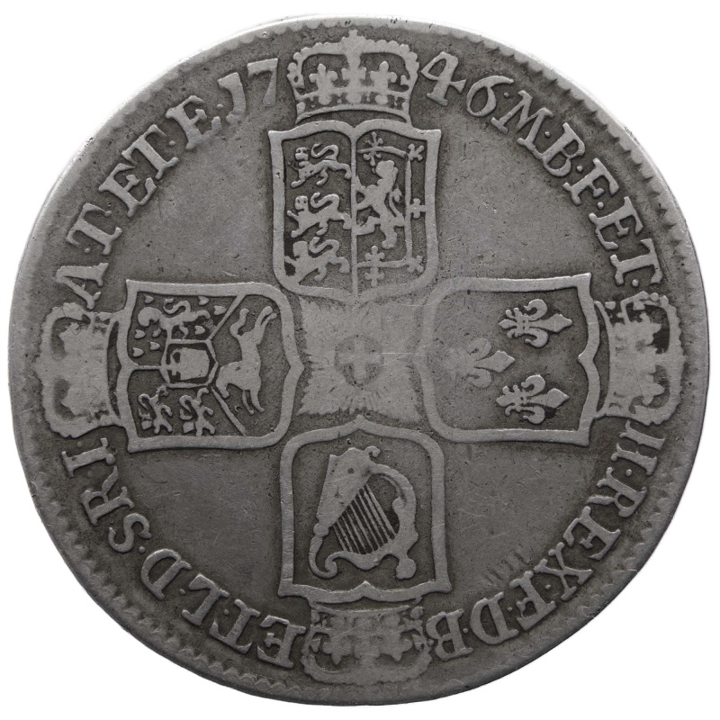 1746 Half Crown George II Coin Silver UK Lima