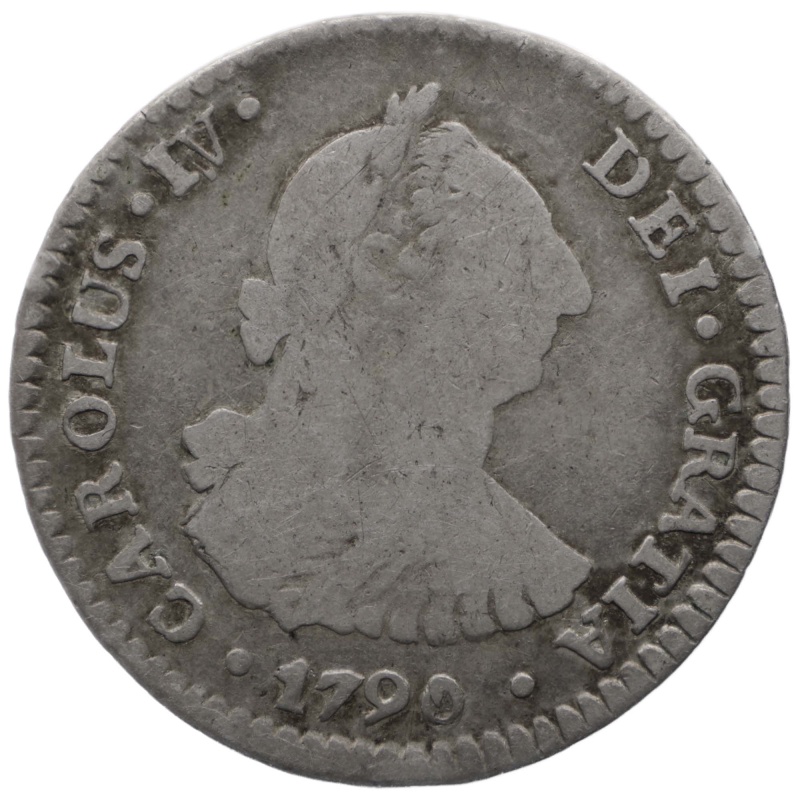 1790 PTS PR 1 Real Bolivia Coin Charles IV Silver