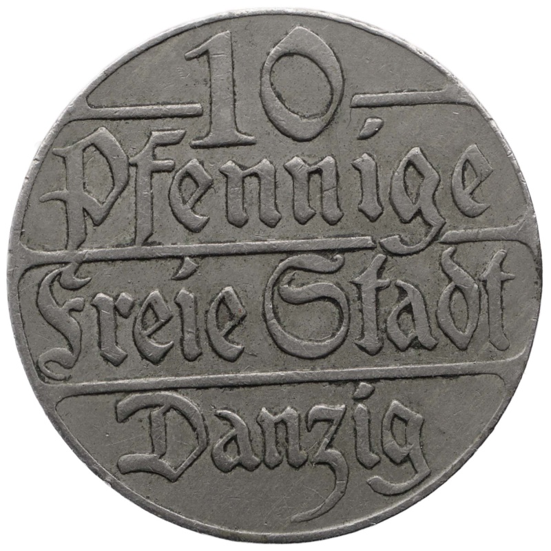 1923 10 Pfennig Danzig Coin