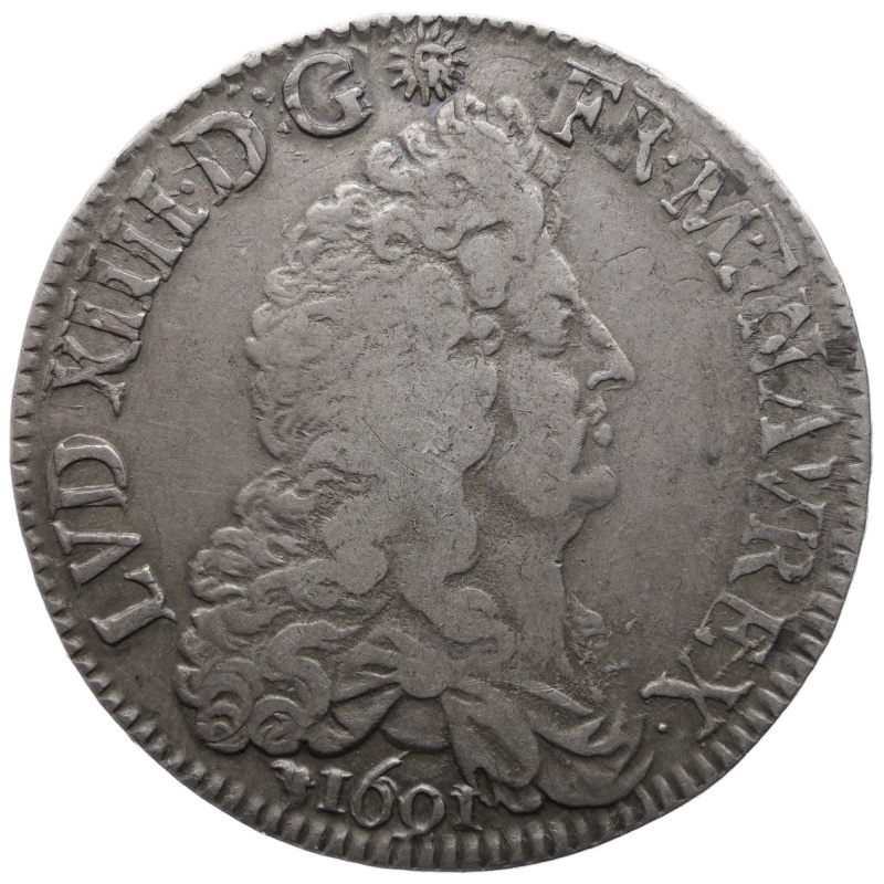 1691 D 1 Écu Louis XIV France Coin Mint Lyon Overstruck