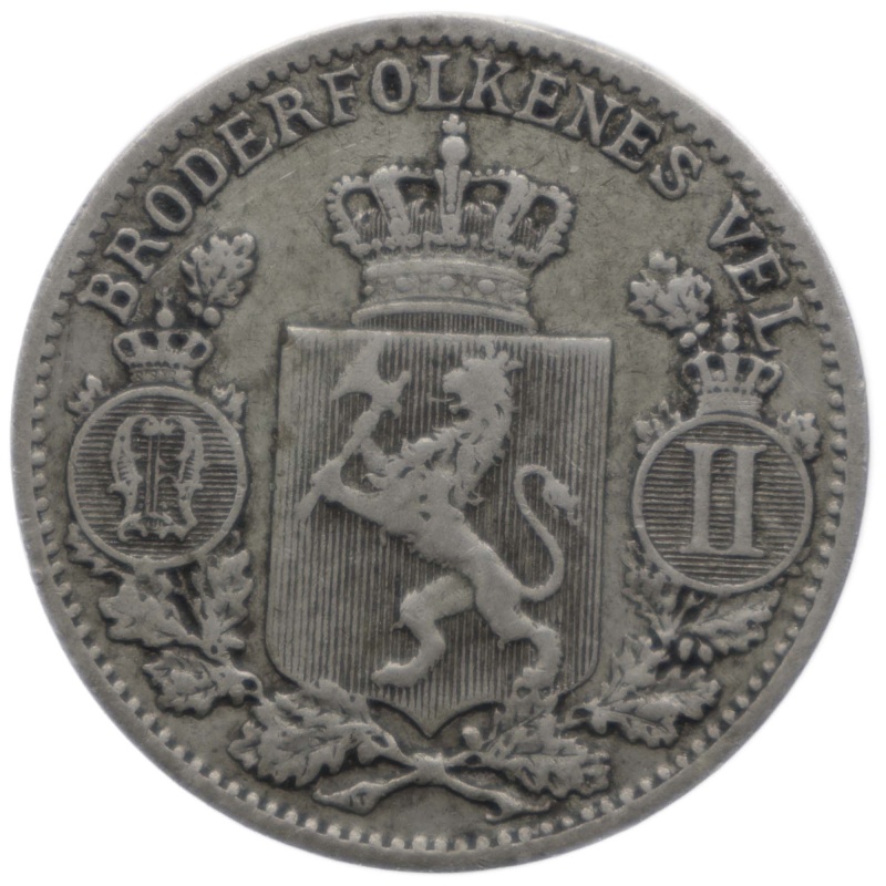 1900 25 Öre Norway Coin Silver Oscar II