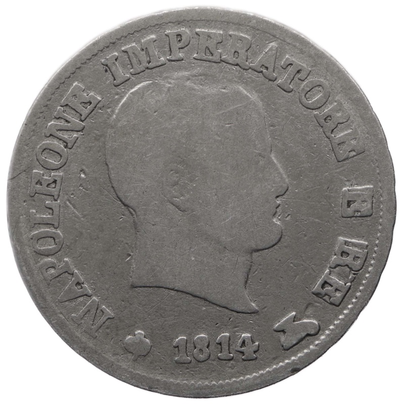 1814 10 Soldi Napoleon I Coin Kingdom of Italy Milano Mint Silver