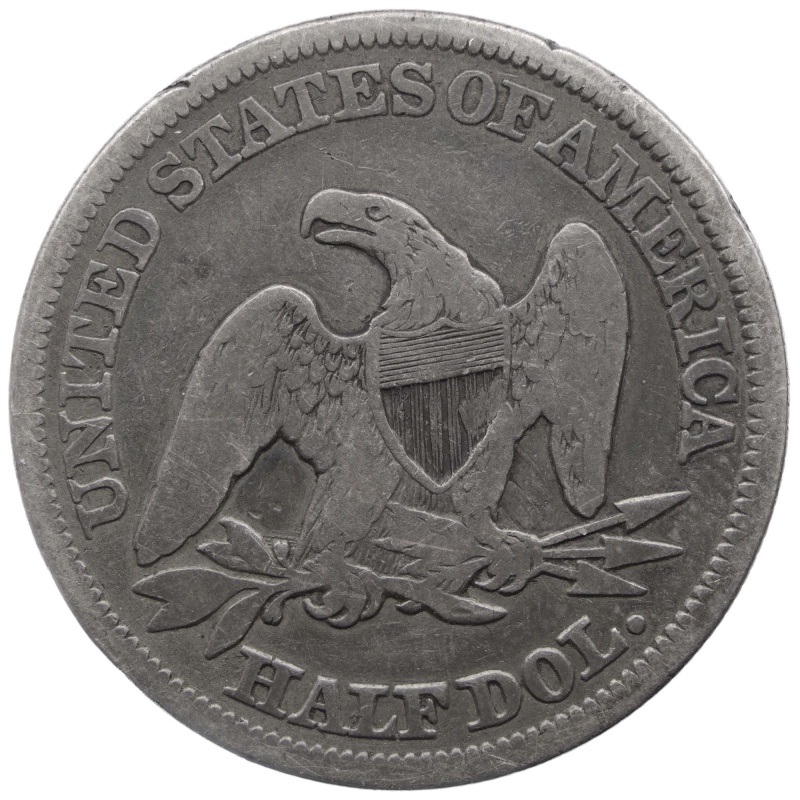 1858 Half Dollar United States Coin Seated Liberty Philadelphia