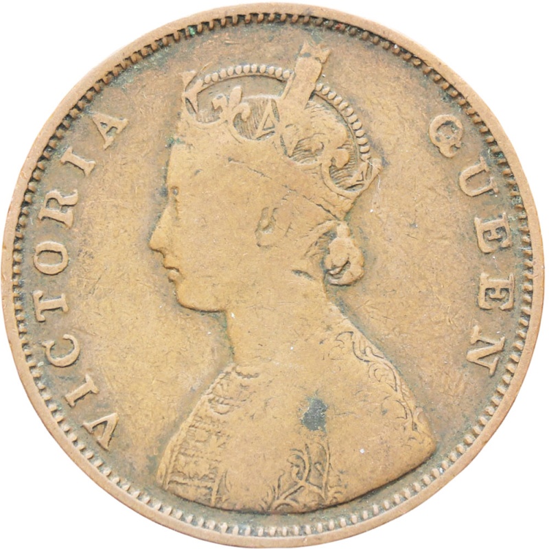 India British Queen Victoria 1862 Half Anna Copper Coin