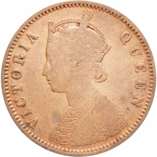India British Queen Victoria 1876 Quarter Anna Copper Coin Bombay