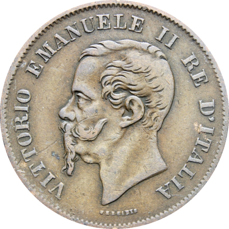 Italy 1861 5 Centesimi Vittorio Emanuele II Coin