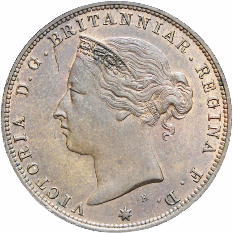 Jersey Queen Victoria 1877 H One Twenty Fourth of Shilling Bronze Coin