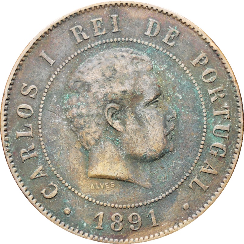 Portugal 1891 20 Reis Carlos I Coin