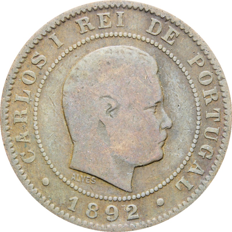 Portugal 1892 10 Reis Carlos I Coin