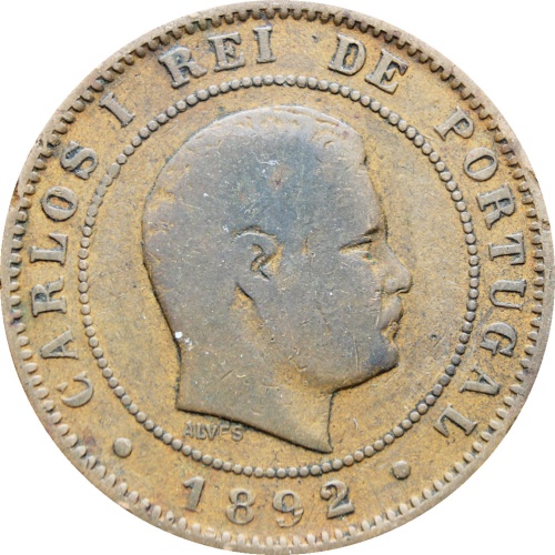 Portugal 1892 10 Reis Carlos I Coin