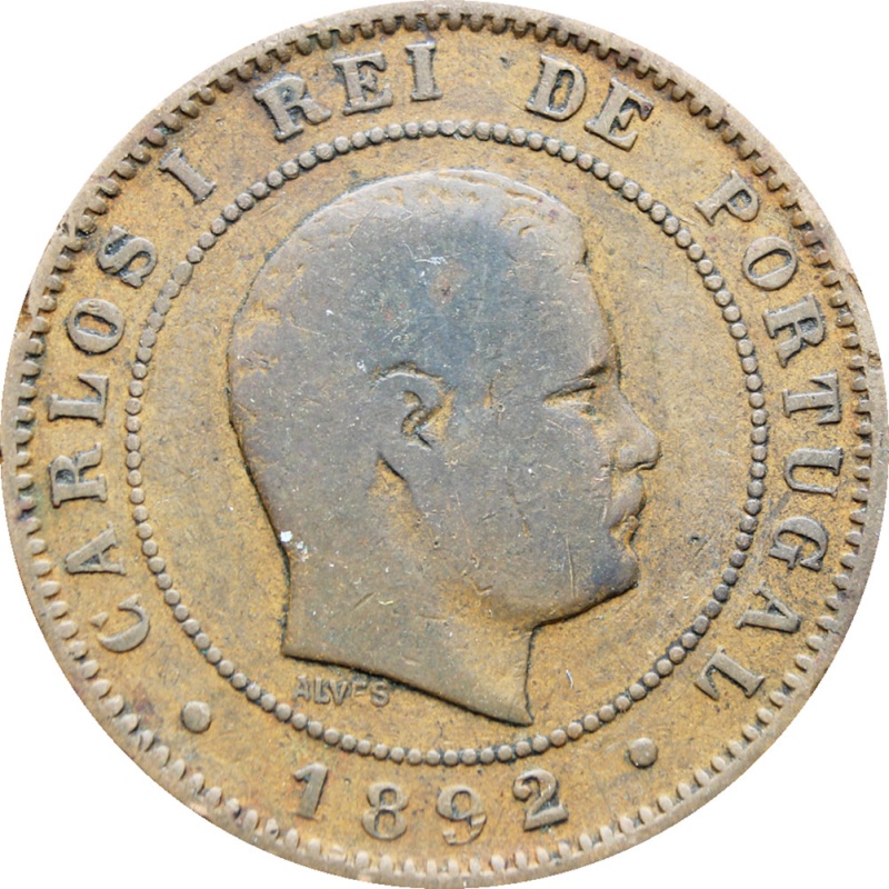 Portugal 1892 10 Reis Carlos I Coin