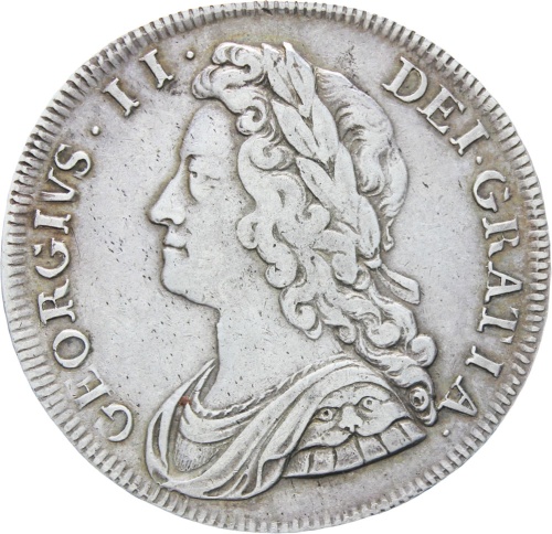 Rare 1731 Half Crown Coin Silver, Roses and Plumes George II of Great Britain