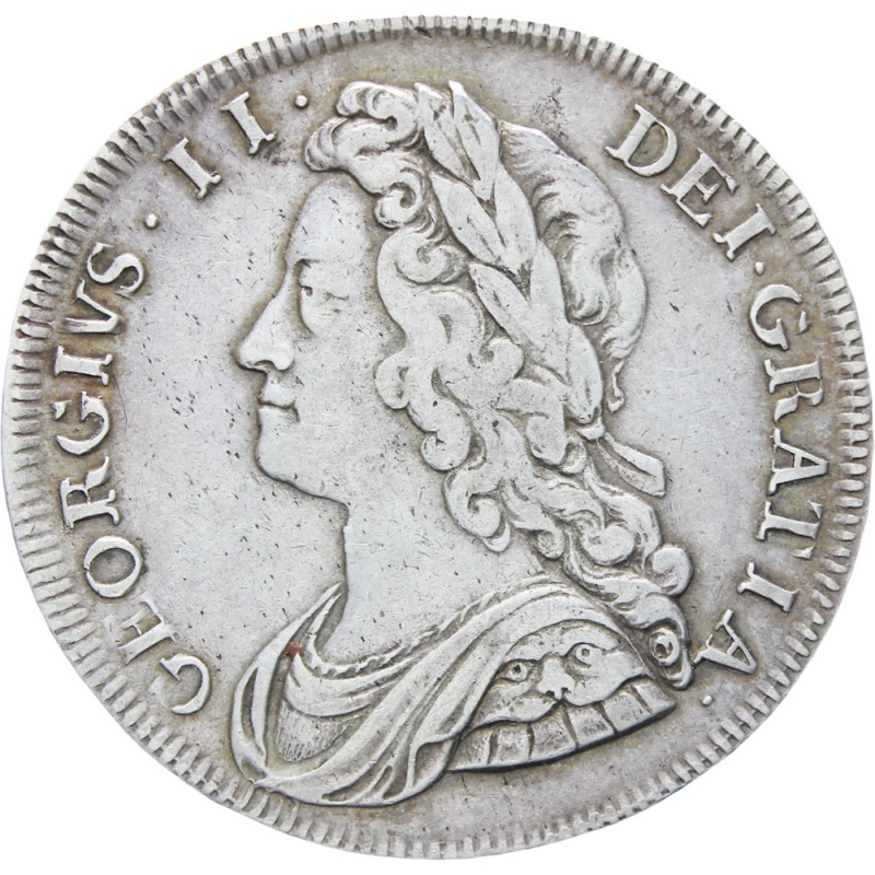 Rare 1731 Half Crown Coin Silver, Roses and Plumes George II of Great Britain