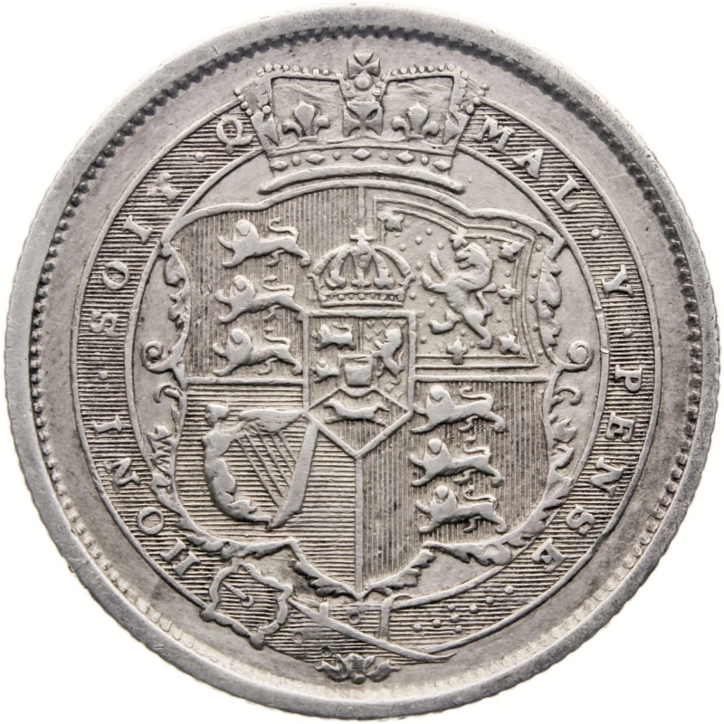 Rare 1819 over 3 Shilling George III Coin UK Silver