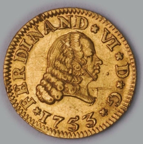 Spain. Fernando VI. 1/2 Escudo 1757 Sevilla PJ. Tercer busto