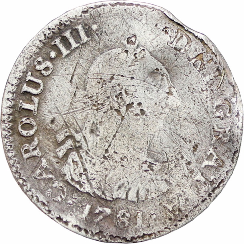 Spain Mexico 1781 Mo FF Half Real Carlos III Coin Silver