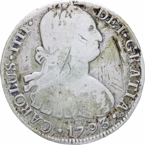 Spain Mexico 1793 8 Reales Carlos IV Silver Coin