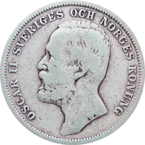 Sweden 1904 1 Krona Oscar II Coin Silver