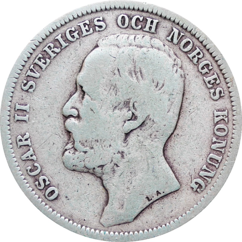 Sweden 1904 1 Krona Oscar II Coin Silver