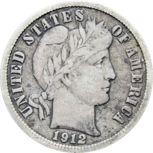United States 1912 One Dime Barber Coin Silver