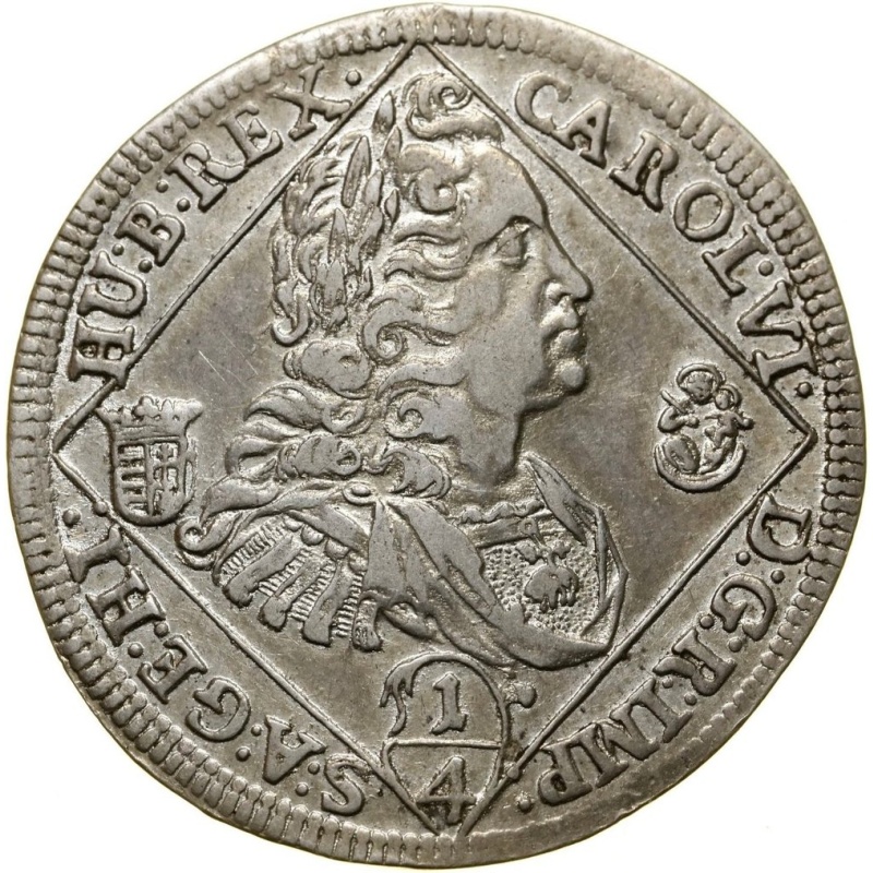 1736 1/4 Thaler Hungary Charles III Nagybánya NB Coin Very Rare