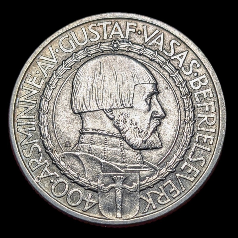 Sweden. Gustaf V. 2 Kronor 1921 / 400th Anniversary of Gustaf Vasa's Liberation War