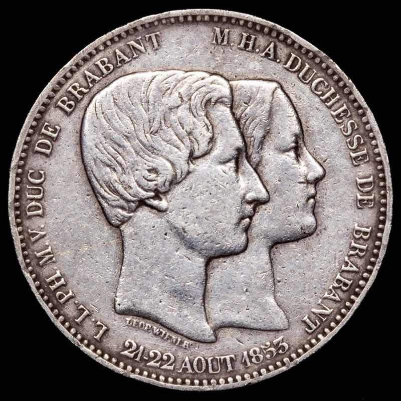 Belgium. Leopold I. 5 Francs 1853