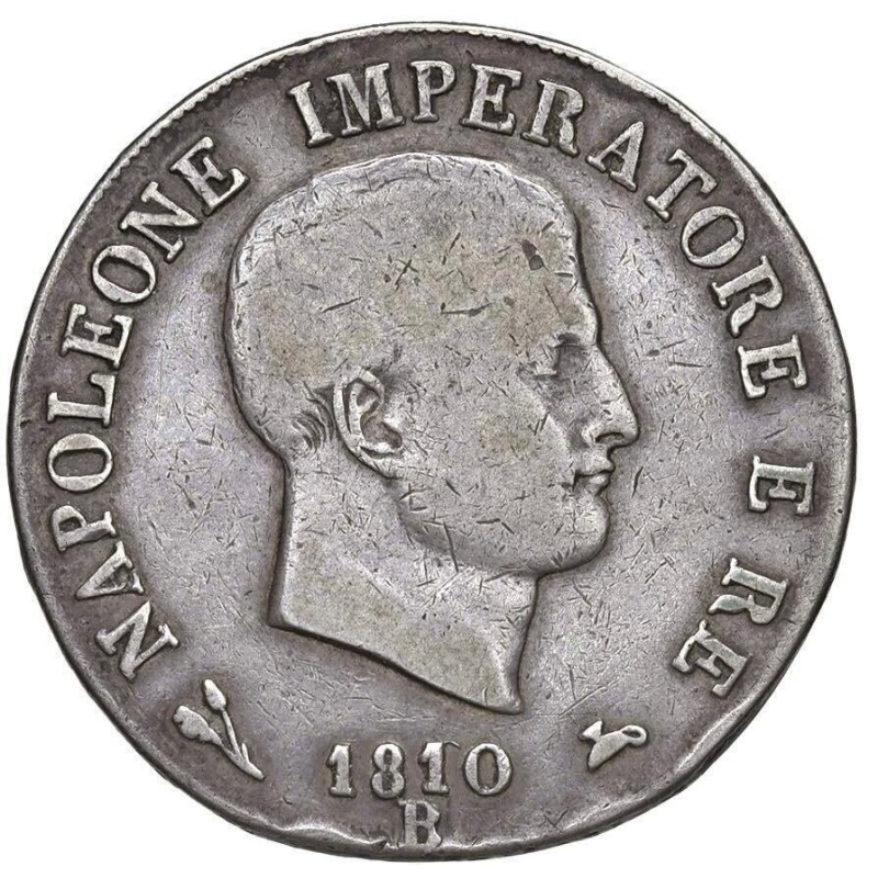 Italy, Kingdom (Napoleonic) Napoleon I (1805–1814). 5 Lire 1810 Bologna